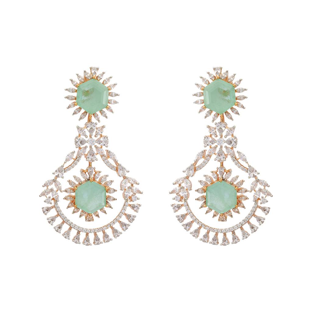 Kushal'S Fashion Jewellery Rhodium-Plated Party Zircon Drop Earrings - 178428 : 427217