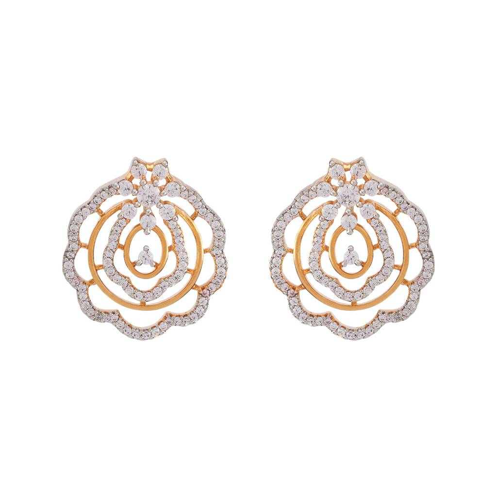 Kushal'S Fashion Jewellery White Rhodium-Plated Party Zircon Studs - 427324 : 427324