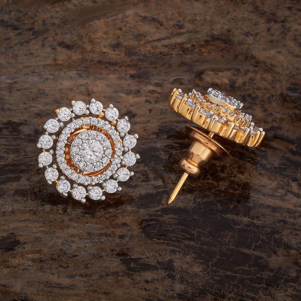 Kushal'S Fashion Jewellery White Rhodium-Plated Party Zircon Studs - 178448 : 427336