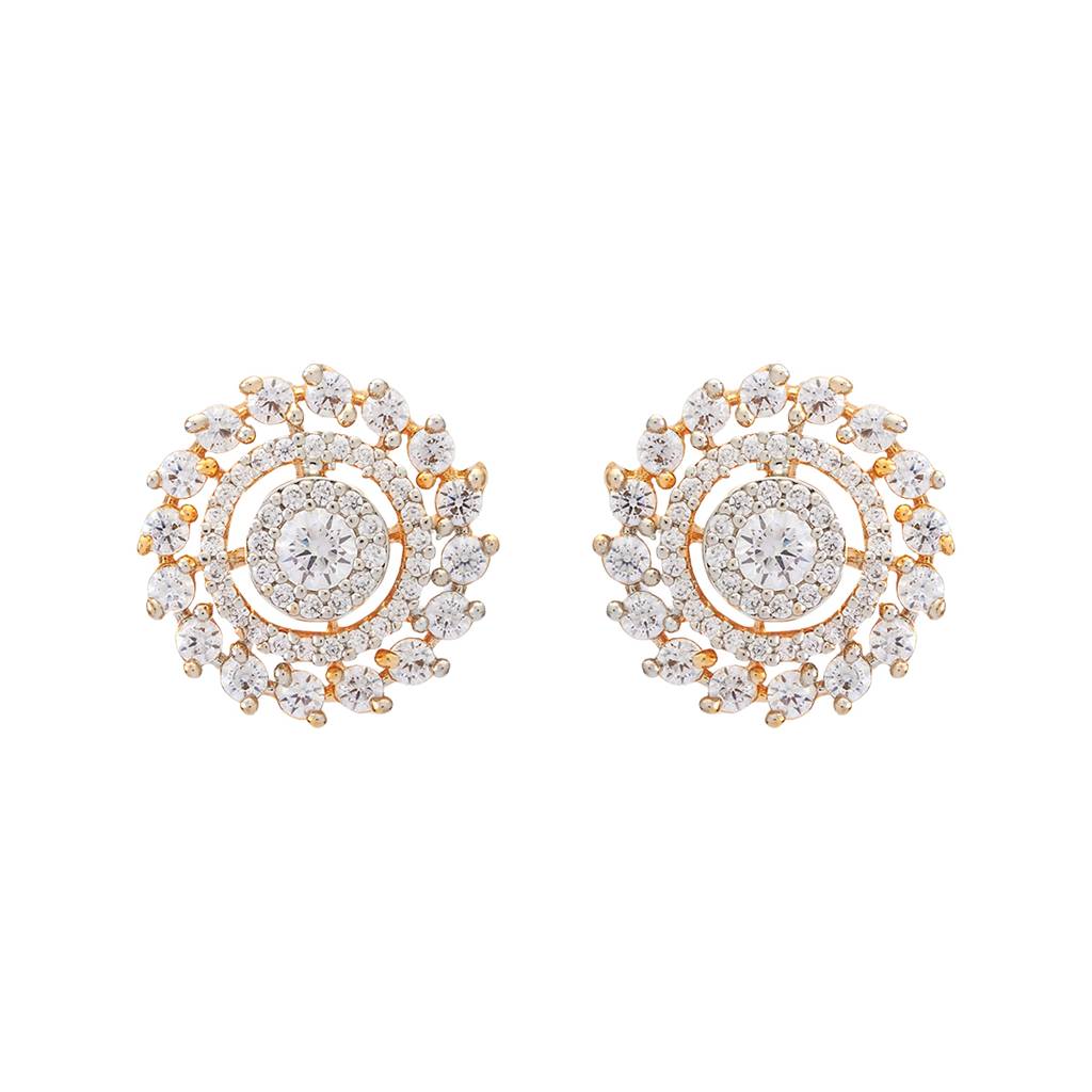 Kushal'S Fashion Jewellery White Rhodium-Plated Party Zircon Studs - 178448 : 427336