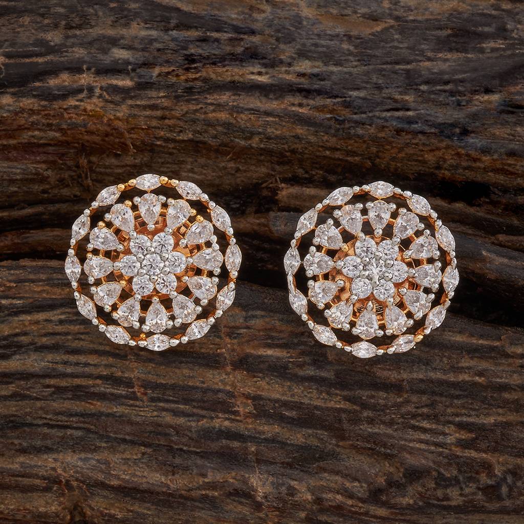 Kushal'S Fashion Jewellery White Rhodium-Plated Party Zircon Studs - 427338 : 427338