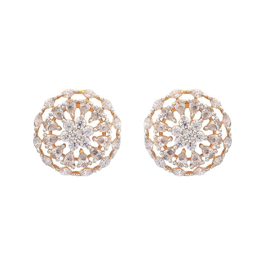 Kushal'S Fashion Jewellery White Rhodium-Plated Party Zircon Studs - 427338 : 427338