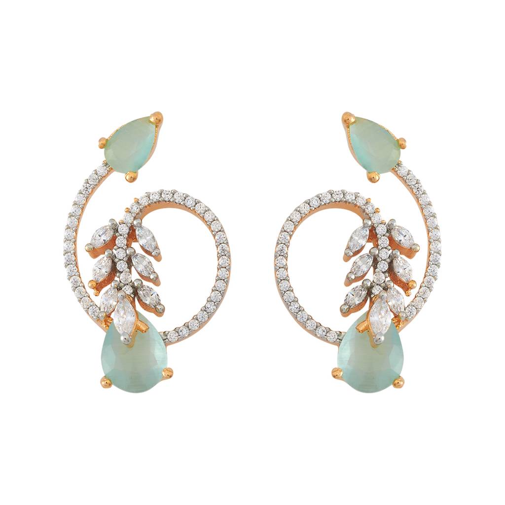 Kushal'S Fashion Jewellery Rhodium-Plated Party Zircon Studs - 178455 : 427260