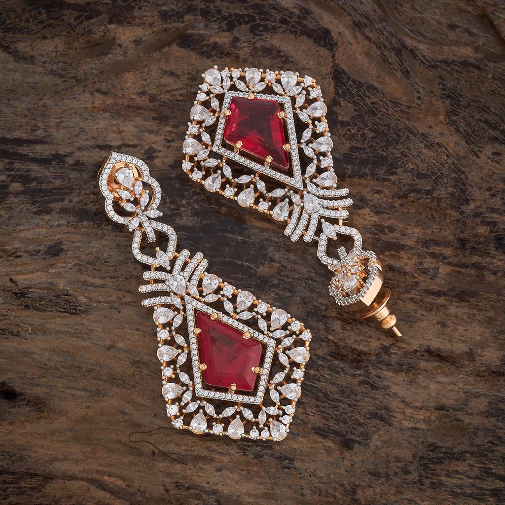 Kushal'S Fashion Jewellery Rhodium-Plated Party Zircon Drop Earrings - 178486 : 427355