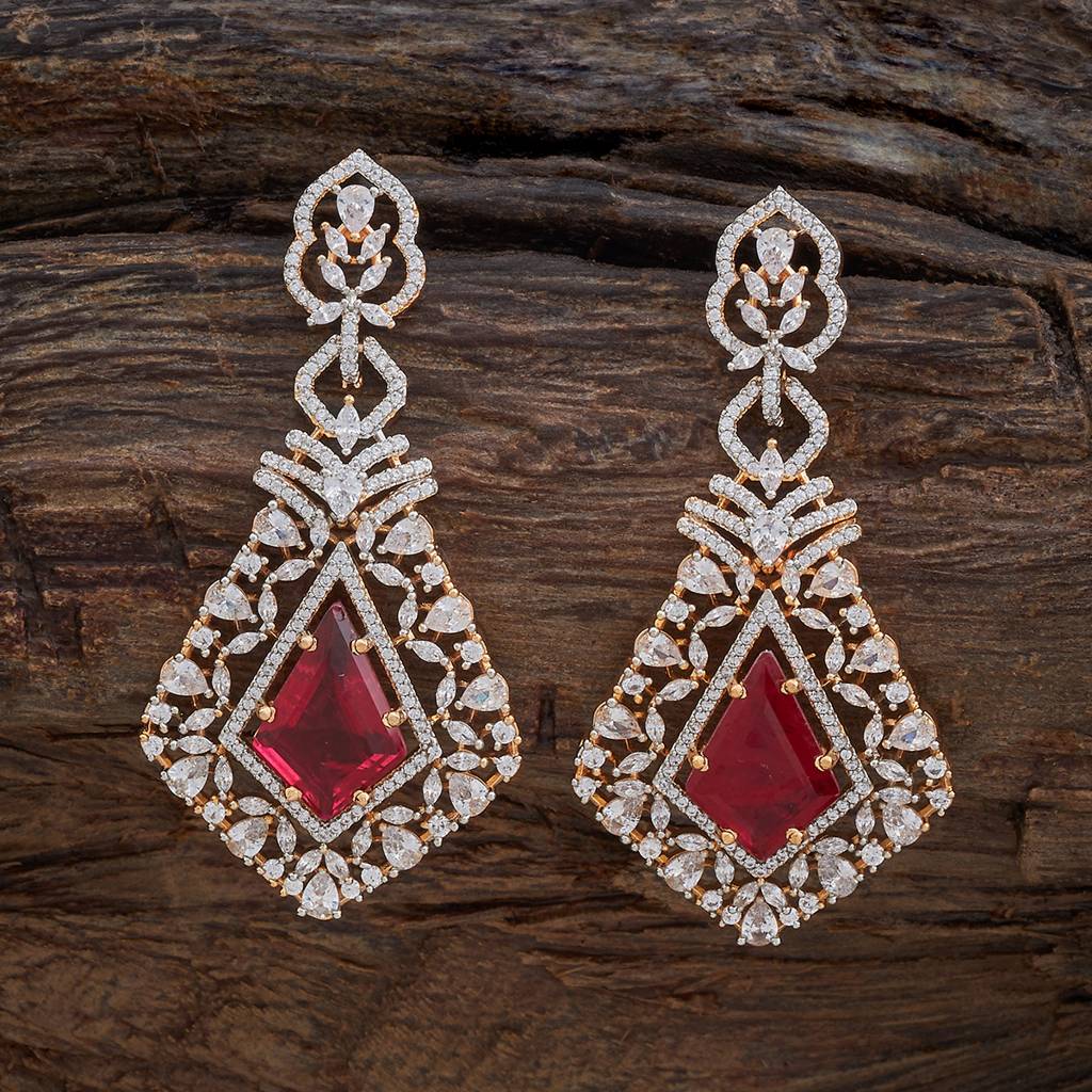 Kushal'S Fashion Jewellery Rhodium-Plated Party Zircon Drop Earrings - 178486 : 427355