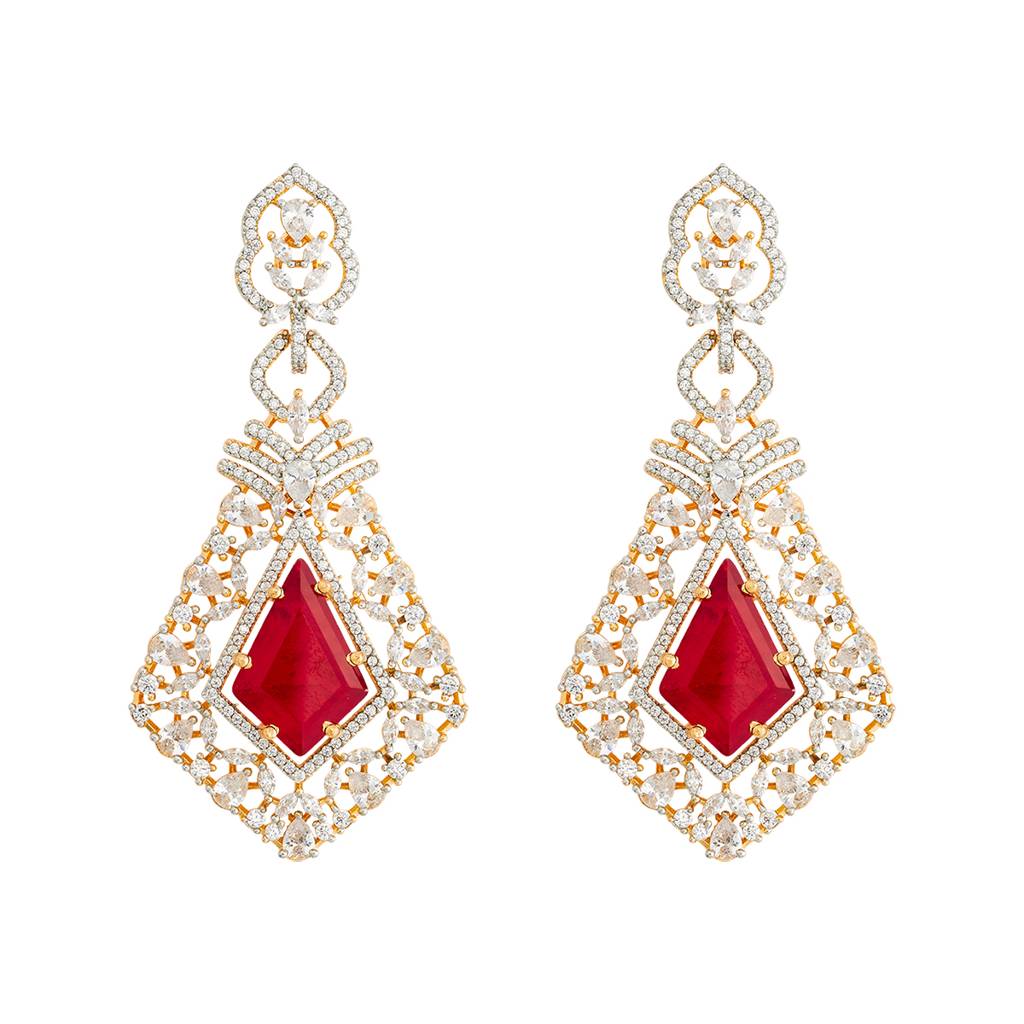 Kushal'S Fashion Jewellery Rhodium-Plated Party Zircon Drop Earrings - 178486 : 427355