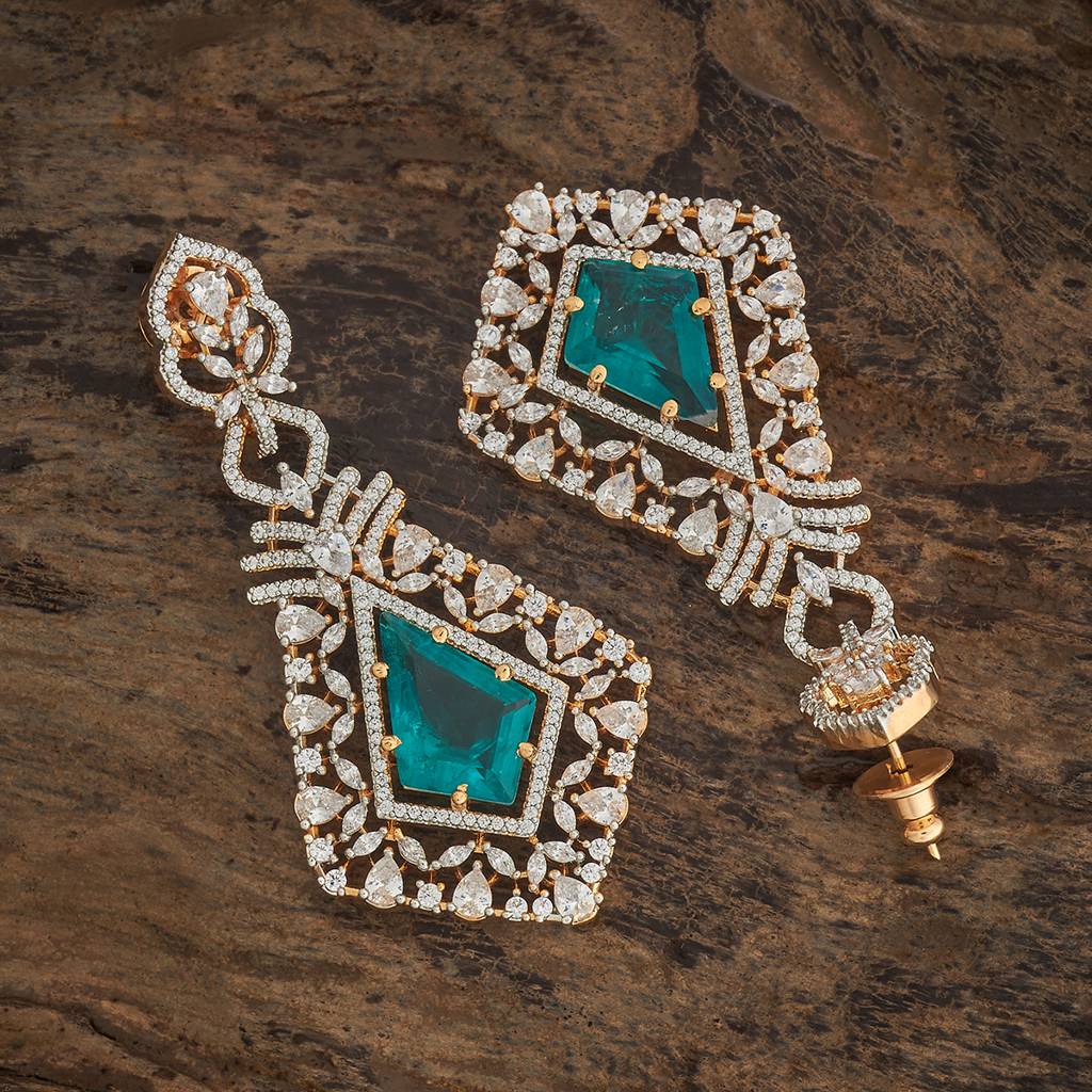 Kushal'S Fashion Jewellery Rhodium-Plated Party Zircon Drop Earrings - 178486 : 427356