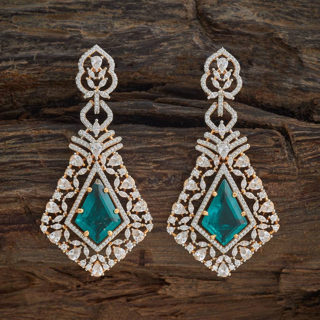 Kushal'S Fashion Jewellery Rhodium-Plated Party Zircon Drop Earrings - 178486 : 427356
