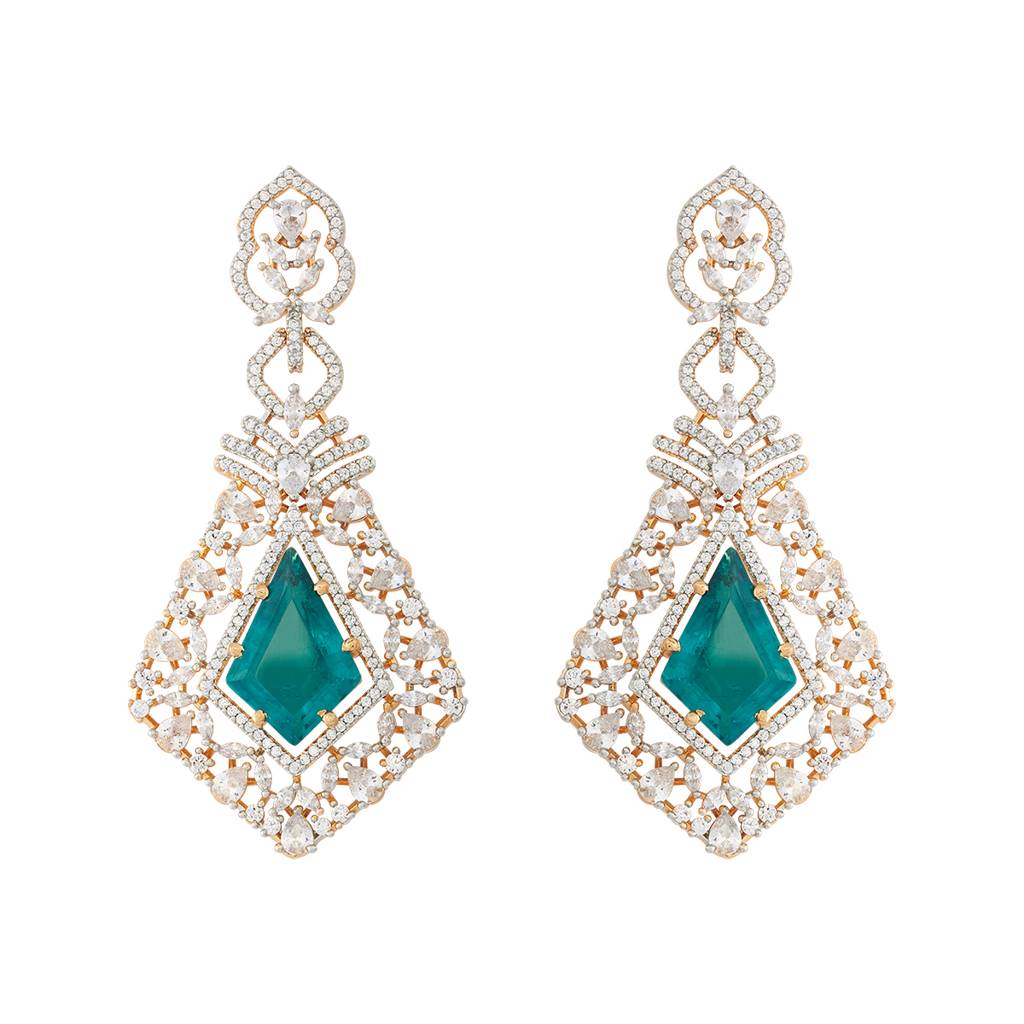 Kushal'S Fashion Jewellery Rhodium-Plated Party Zircon Drop Earrings - 178486 : 427356