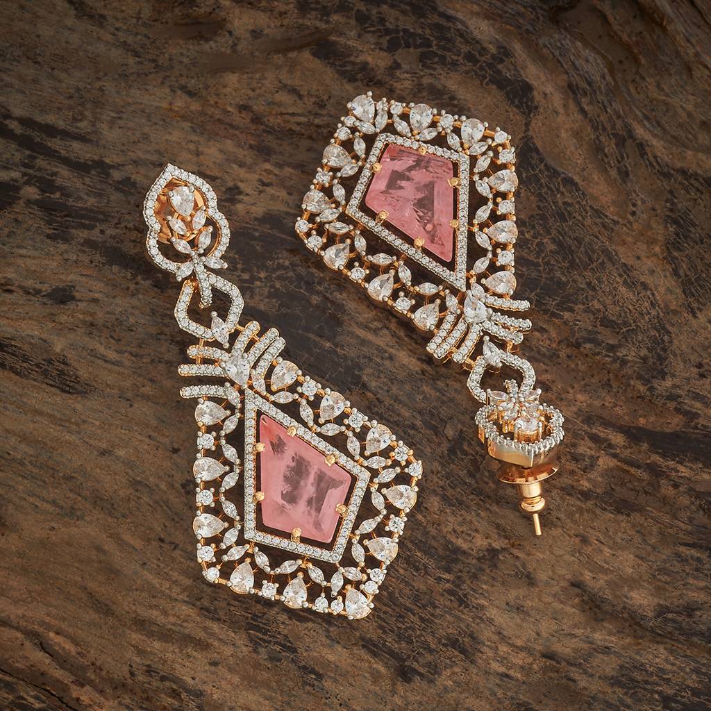 Kushal'S Fashion Jewellery Rhodium-Plated Party Zircon Drop Earrings - 178486 : 427357