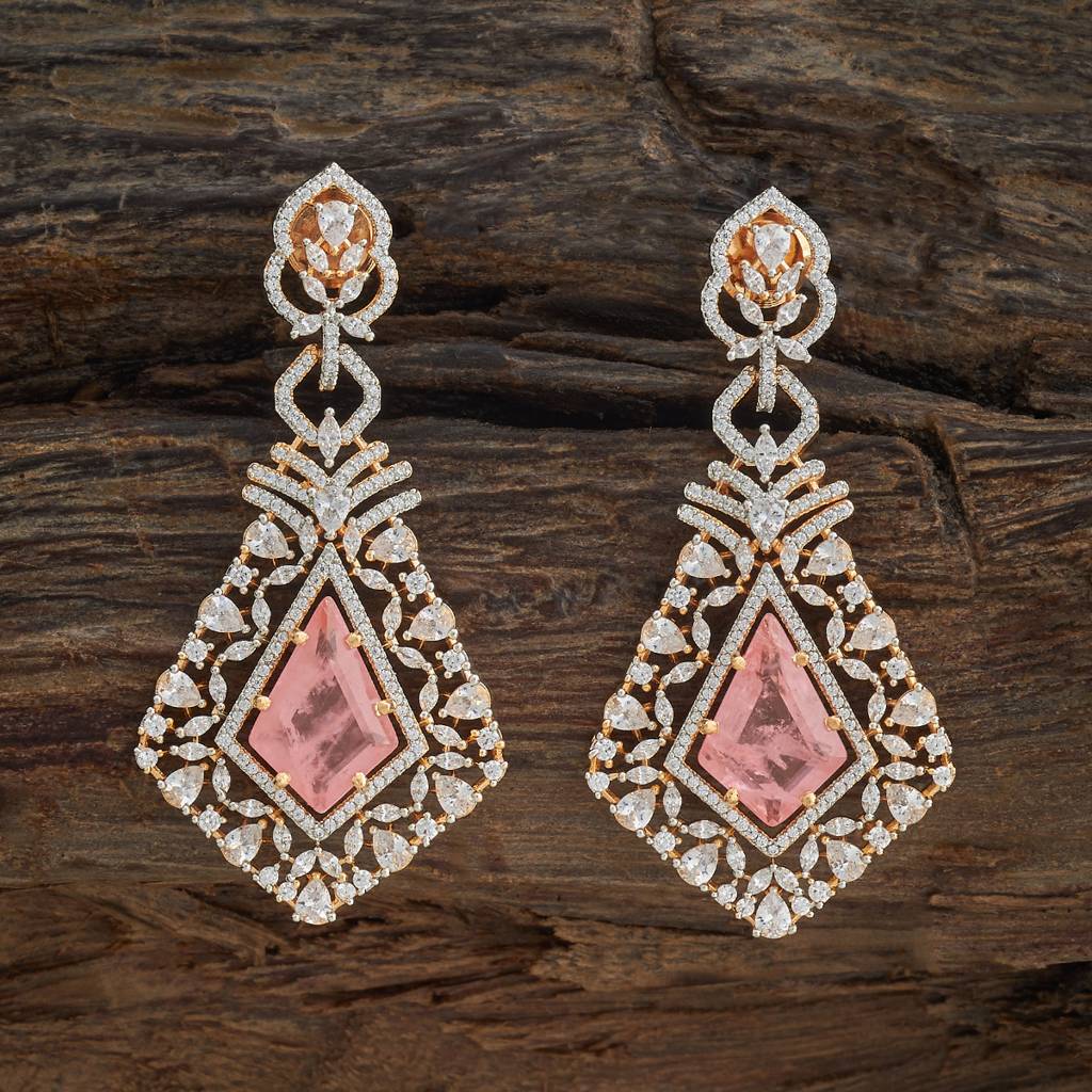 Kushal'S Fashion Jewellery Rhodium-Plated Party Zircon Drop Earrings - 178486 : 427357