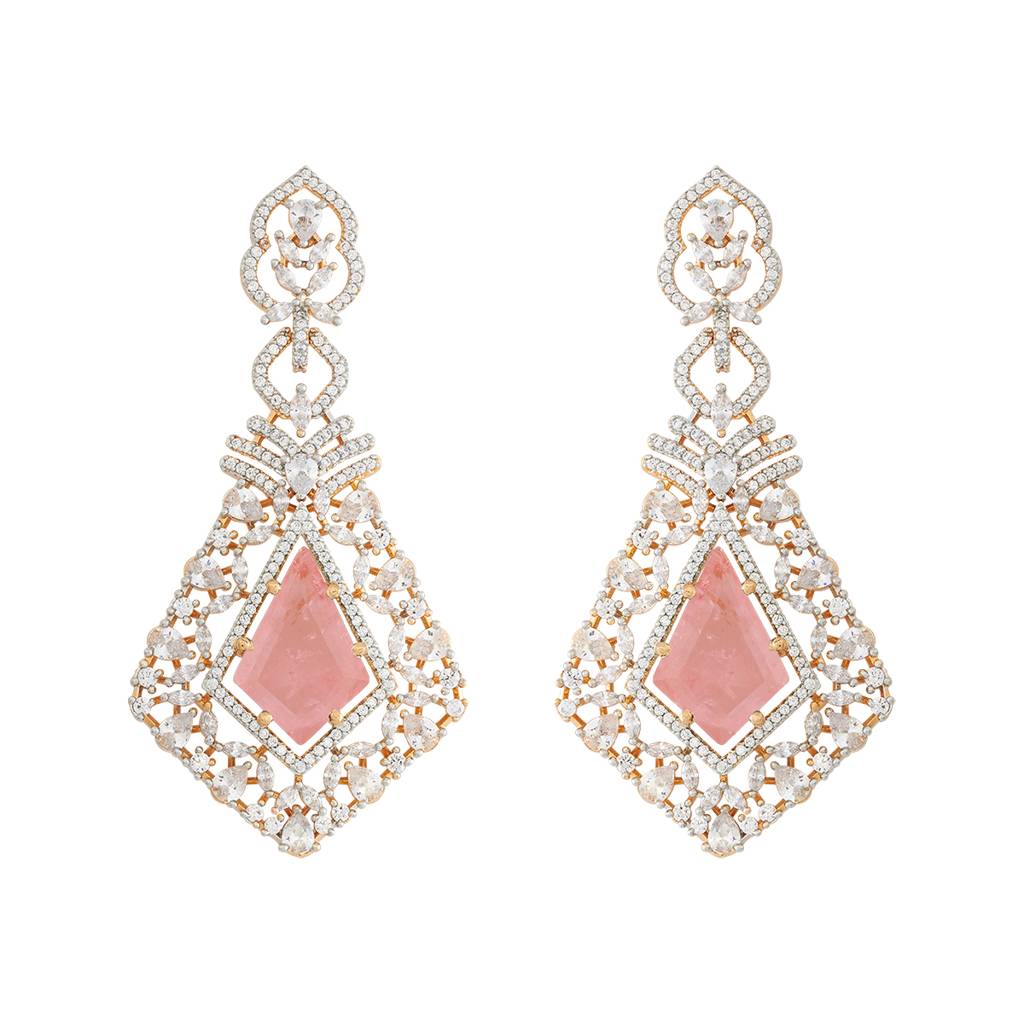 Kushal'S Fashion Jewellery Rhodium-Plated Party Zircon Drop Earrings - 178486 : 427357