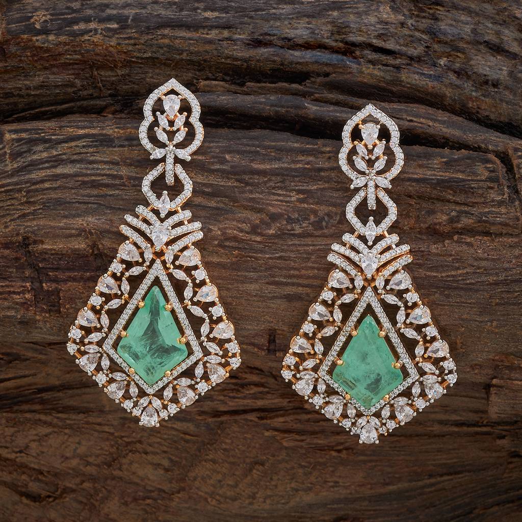 Kushal'S Fashion Jewellery Rhodium-Plated Party Zircon Drop Earrings - 178486 : 427359