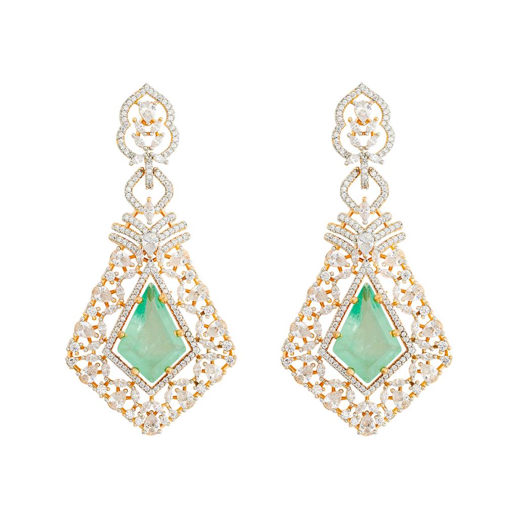 Kushal'S Fashion Jewellery Rhodium-Plated Party Zircon Drop Earrings - 178486 : 427359