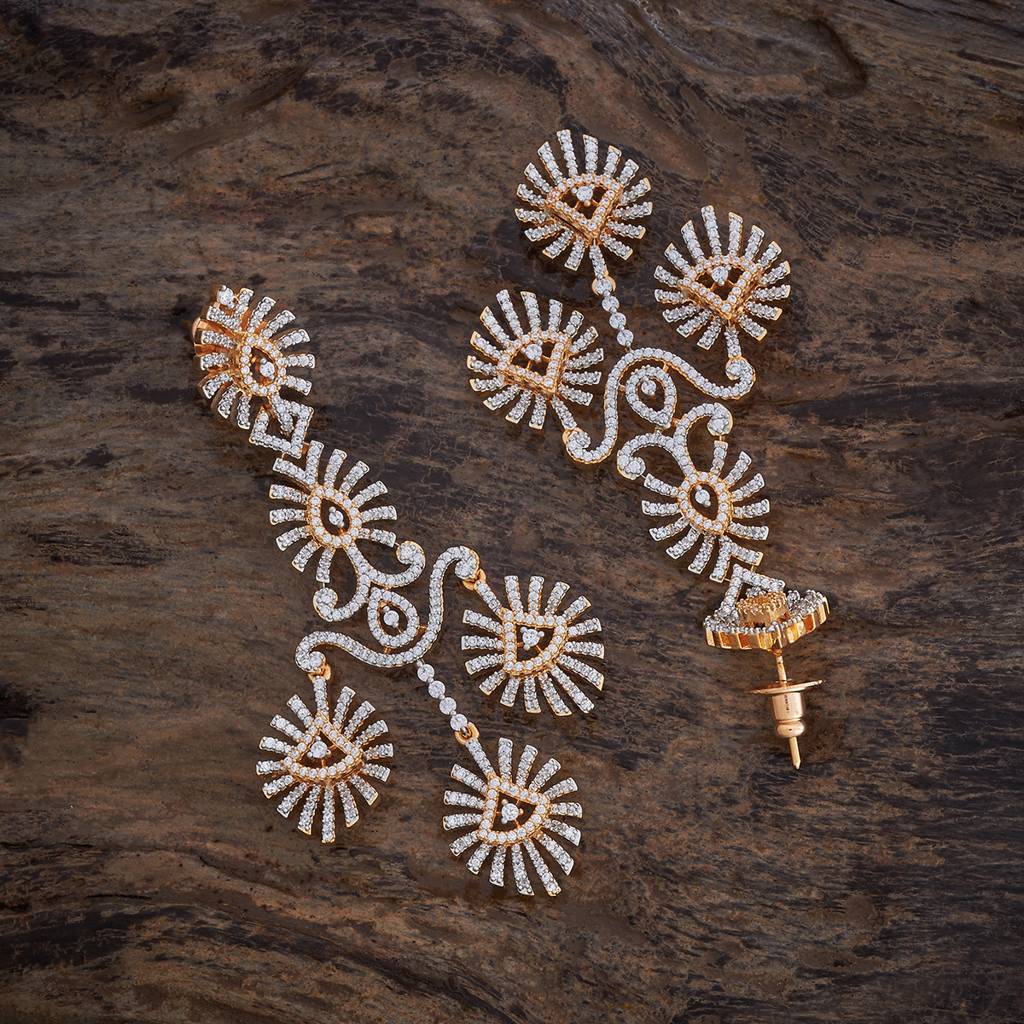 Kushal'S Fashion Jewellery White Rhodium-Plated Party Zircon Drop Earrings - 178489 : 427370