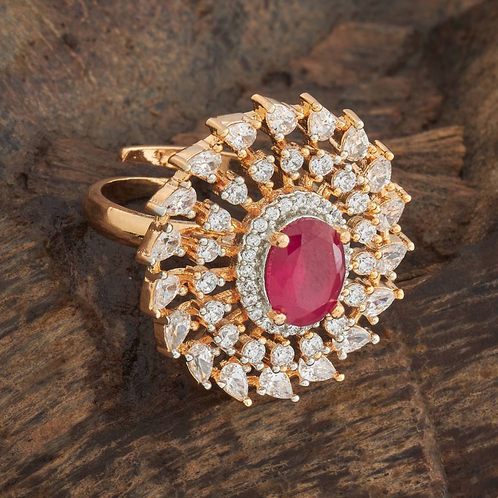 Kushal'S Fashion Jewellery Gold-Plated Party Zircon Finger Ring - 178517 : 427486