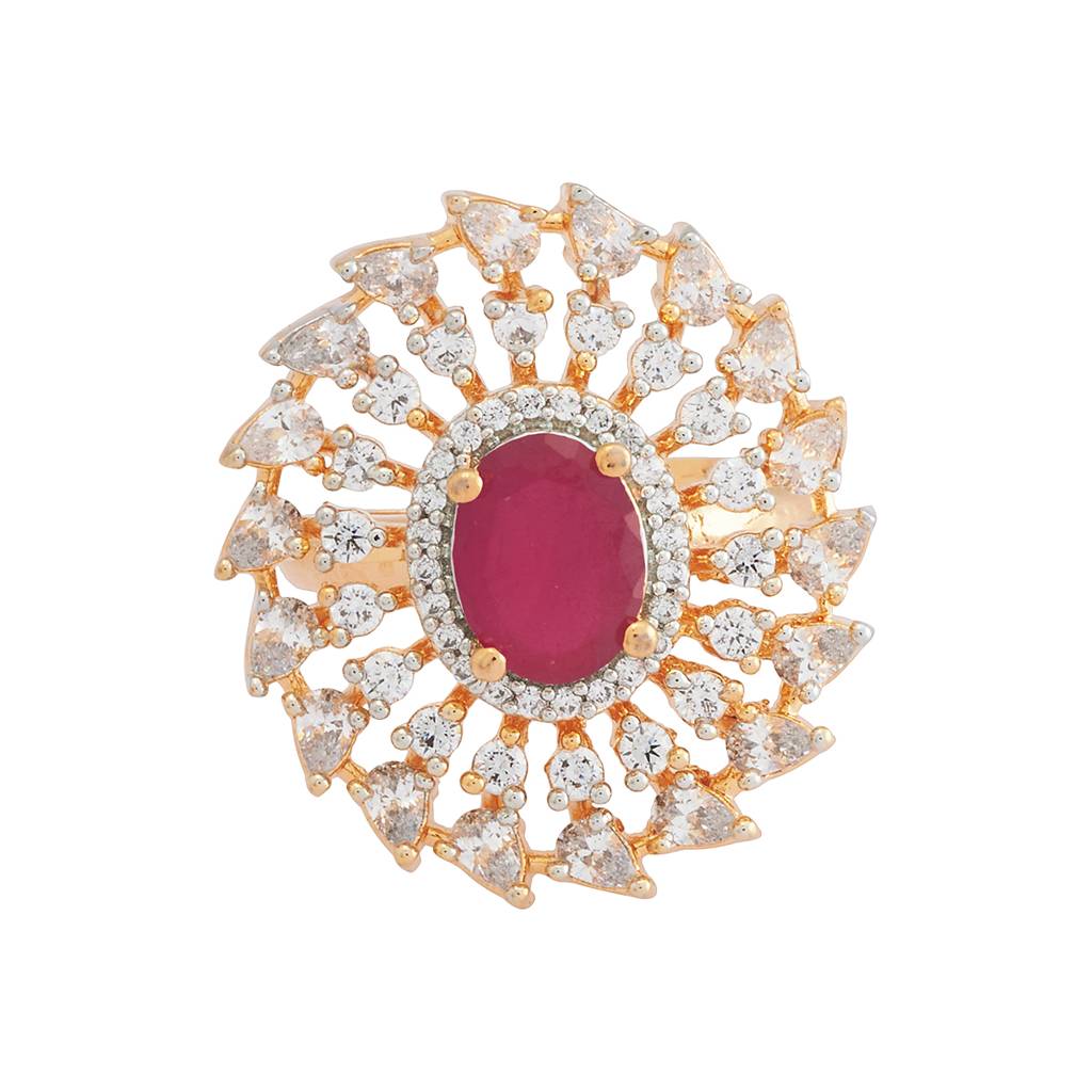 Kushal'S Fashion Jewellery Gold-Plated Party Zircon Finger Ring - 178517 : 427486