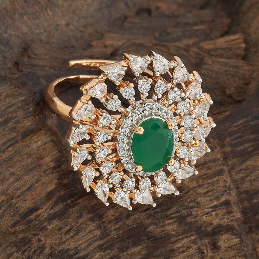 Kushal'S Fashion Jewellery Gold-Plated Party Zircon Finger Ring - 178517 : 427487