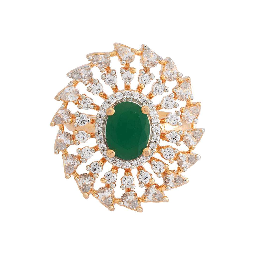 Kushal'S Fashion Jewellery Gold-Plated Party Zircon Finger Ring - 178517 : 427487