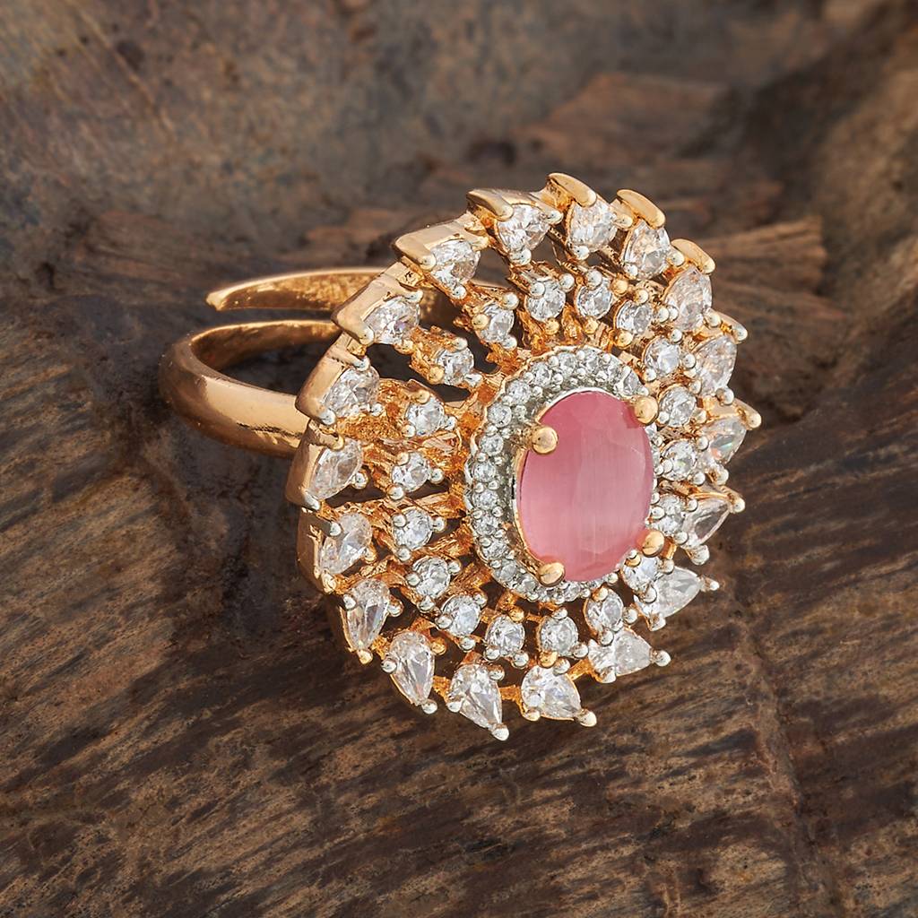 Kushal'S Fashion Jewellery Gold-Plated Party Zircon Finger Ring - 178517 : 427488