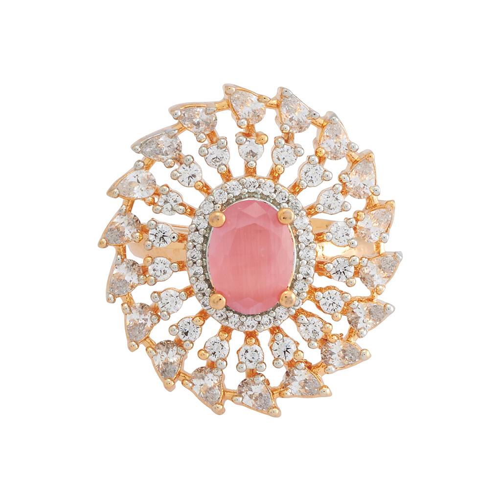 Kushal'S Fashion Jewellery Gold-Plated Party Zircon Finger Ring - 178517 : 427488