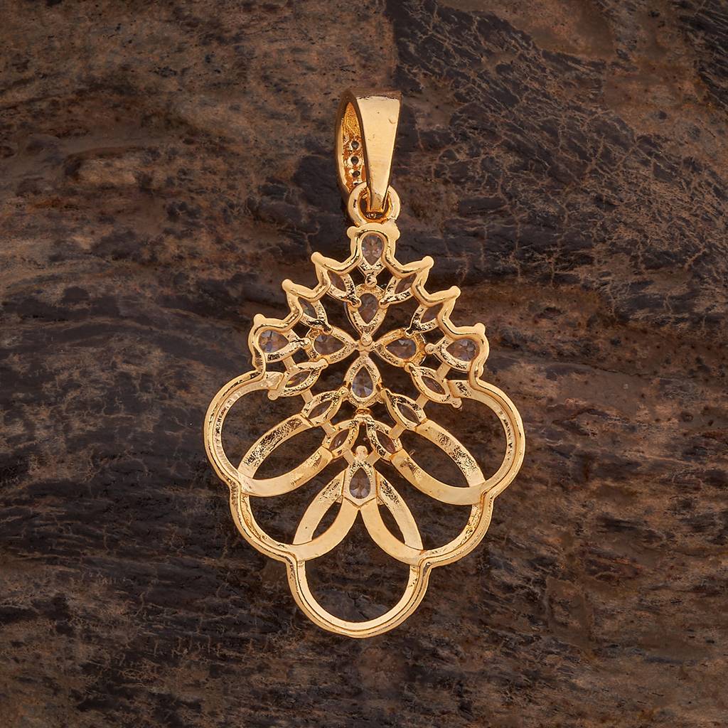 Kushal'S Fashion Jewellery White Rhodium-Plated Party Zircon Pendant - 427423 : 427423
