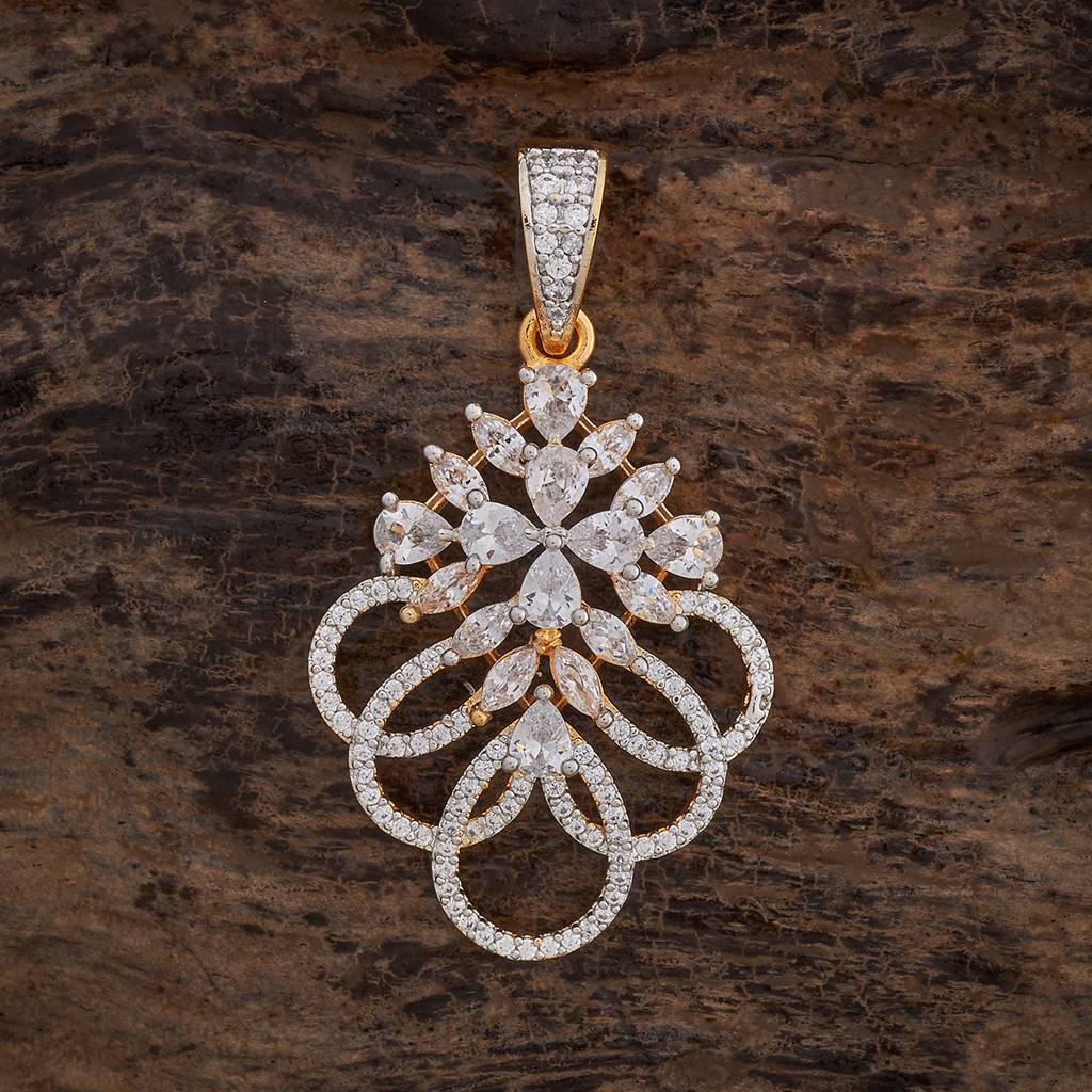 Kushal'S Fashion Jewellery White Rhodium-Plated Party Zircon Pendant - 427423 : 427423