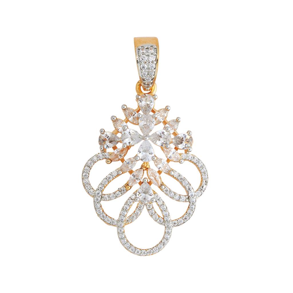 Kushal'S Fashion Jewellery White Rhodium-Plated Party Zircon Pendant - 427423 : 427423