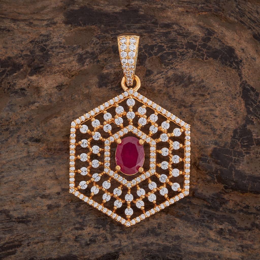 Kushal'S Fashion Jewellery Ruby Gold-Plated Casual Zircon Pendant - 427434 : 427434