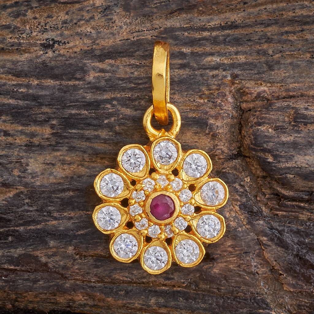 Kushal'S Fashion Jewellery Gold-Plated Ethnic 92.5 Pure Silver Temple Pendant Set - 178549 : 427546