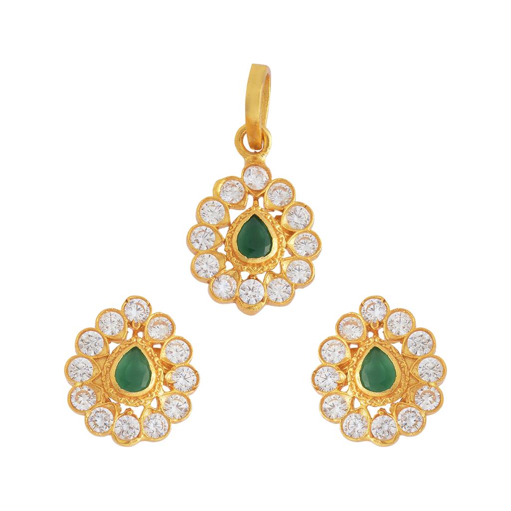 Kushal'S Fashion Jewellery Gold-Plated Ethnic 92.5 Pure Silver Temple Pendant Set - 178551 : 427551