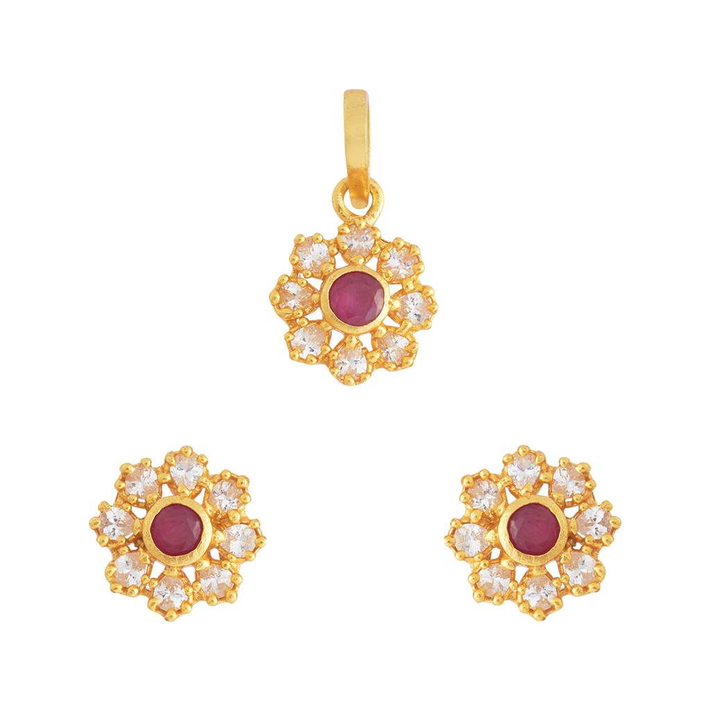 Kushal'S Fashion Jewellery Gold-Plated Ethnic 92.5 Pure Silver Temple Pendant Set - 178552 : 427552