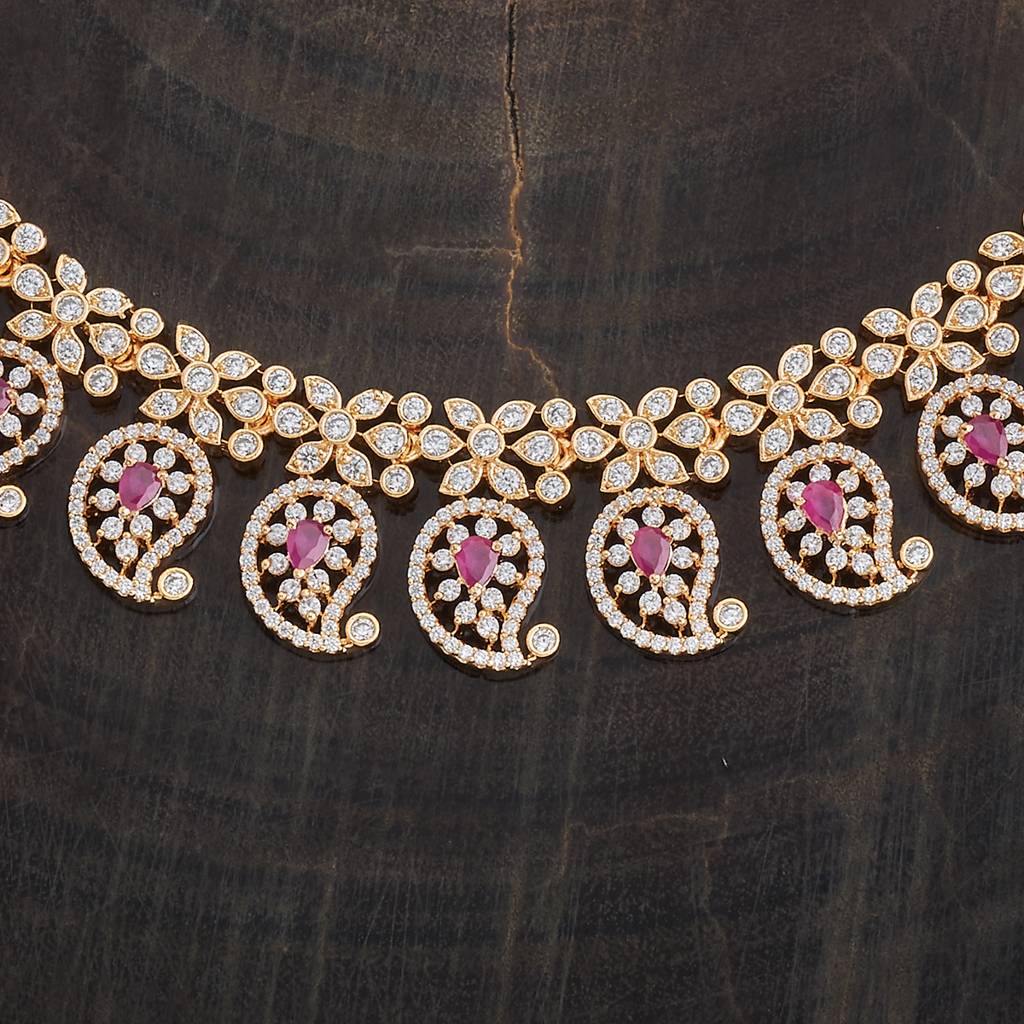 Kushal'S Fashion Jewellery Gold-Plated Western Zircon Necklace - 178610 : 427648