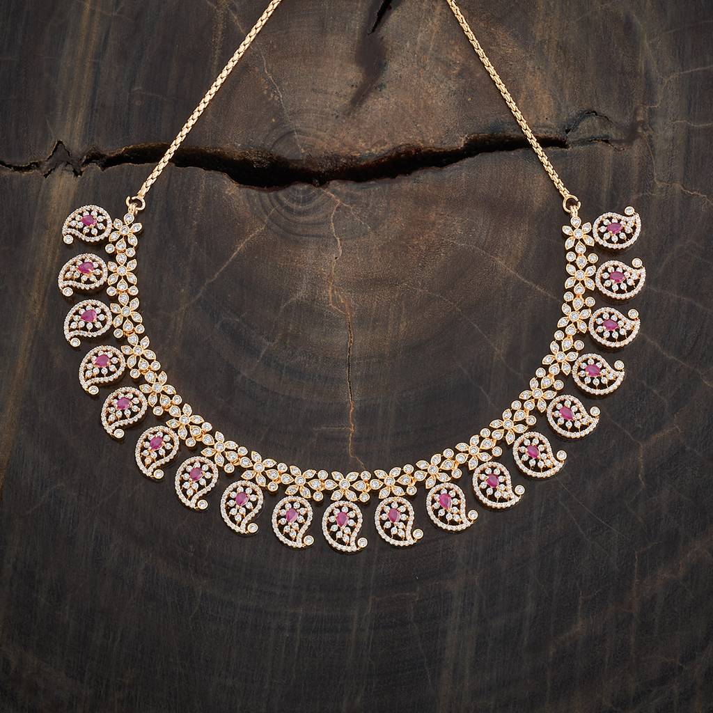 Kushal'S Fashion Jewellery Gold-Plated Western Zircon Necklace - 178610 : 427648