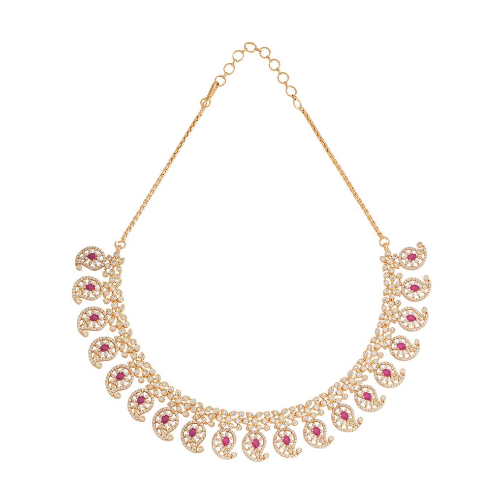 Kushal'S Fashion Jewellery Gold-Plated Western Zircon Necklace - 178610 : 427648
