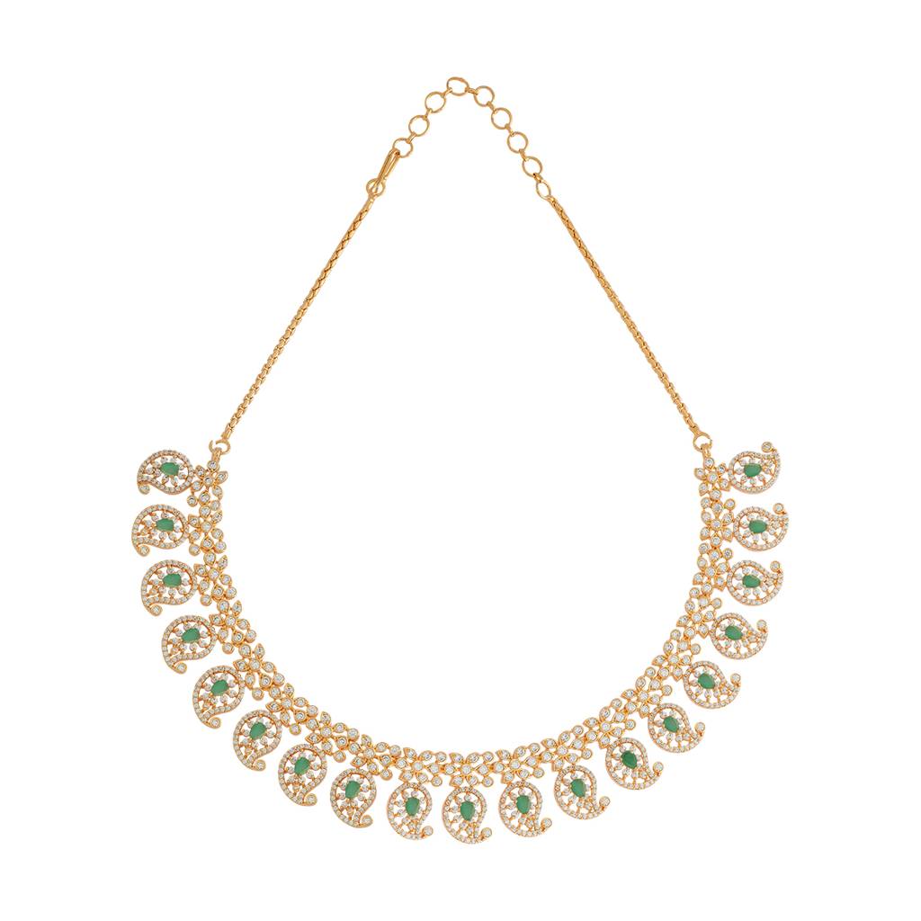 Kushal'S Fashion Jewellery Gold-Plated Western Zircon Necklace - 178610 : 427649