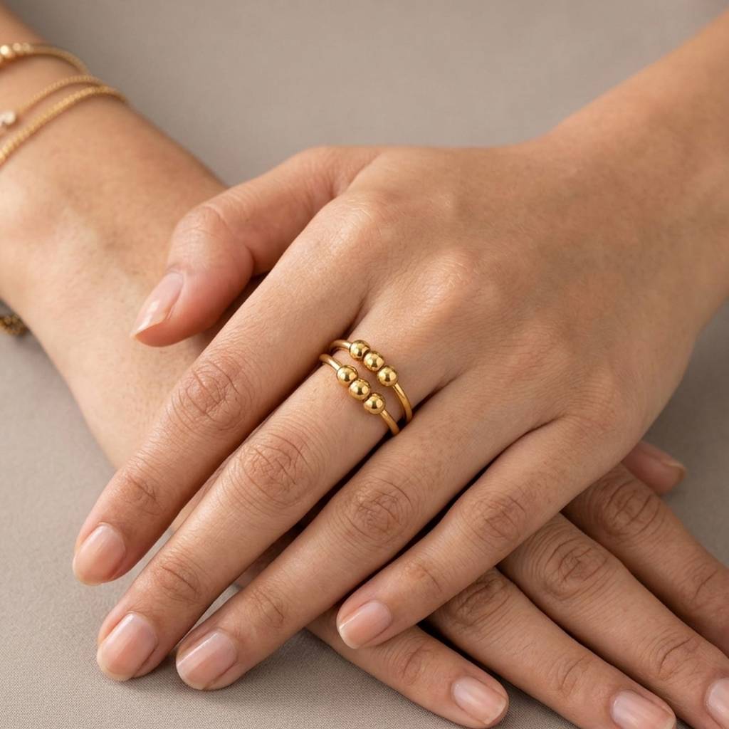 18K Gold Plated Anti-Stress Fidget Ring : RJFSRG46