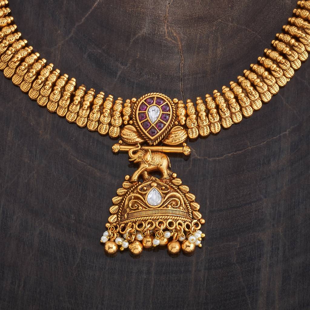 Kushal'S Fashion Jewellery Ruby Gold-Plated Ethnic Antique Jewellery Set - 427756 : 427756