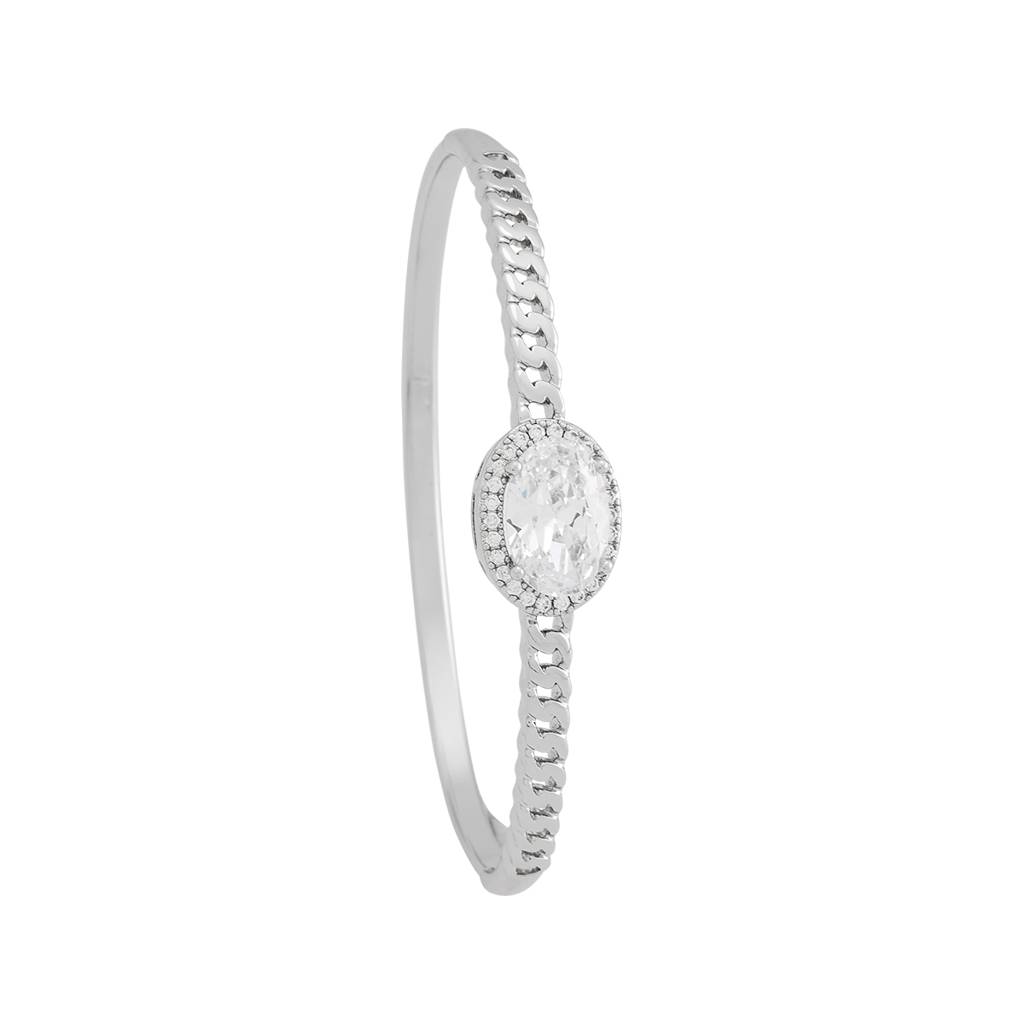 Kushal'S Fashion Jewellery White Rhodium-Plated Party Zircon Kada - 428984 : 428984