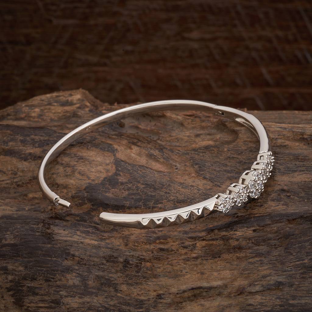 Kushal'S Fashion Jewellery White Rhodium-Plated Party Zircon Kada - 428986 : 428986