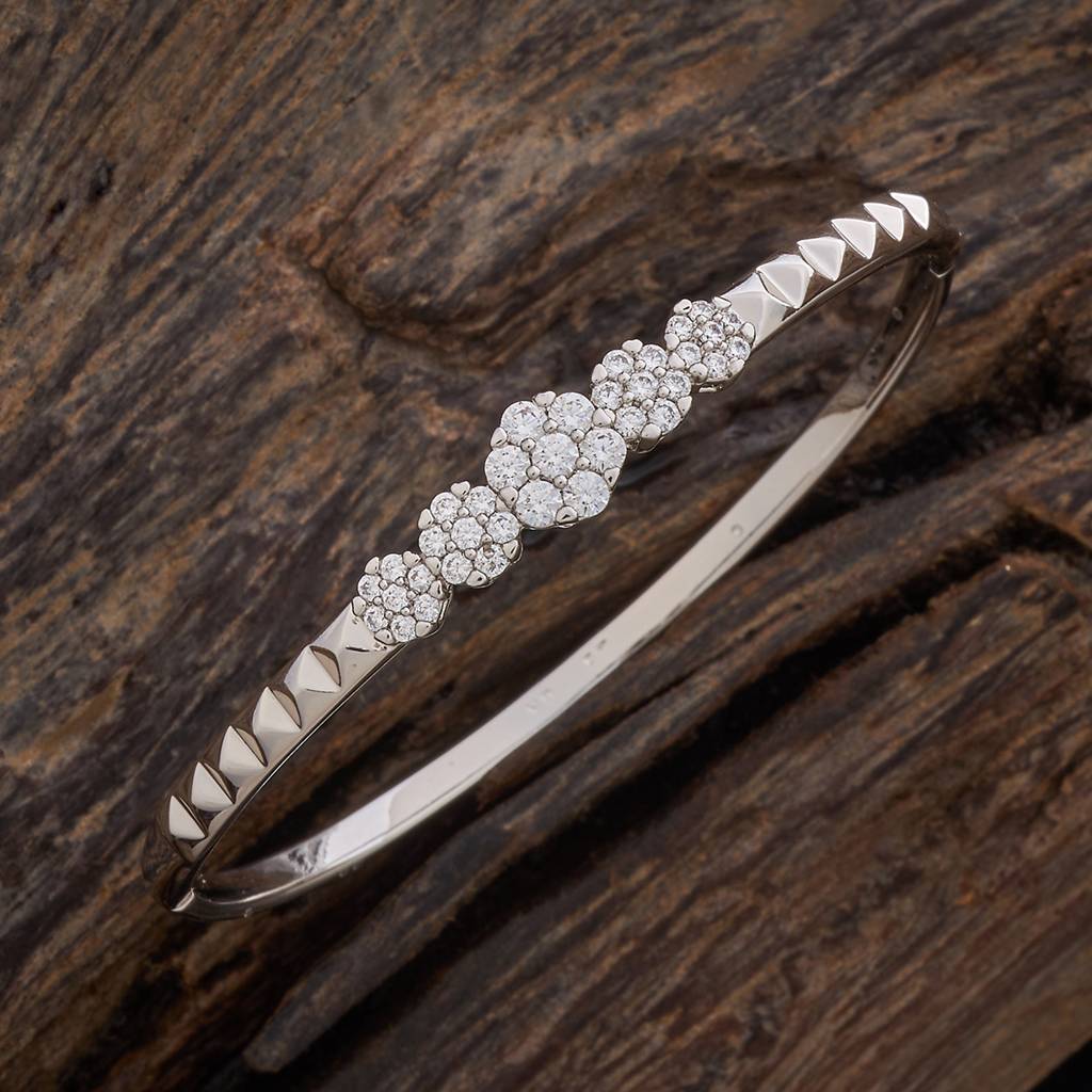 Kushal'S Fashion Jewellery White Rhodium-Plated Party Zircon Kada - 428986 : 428986