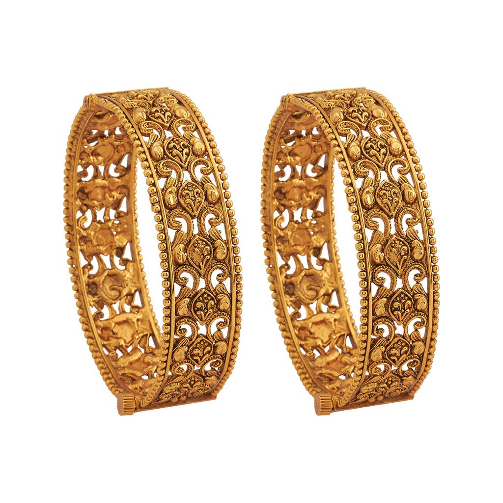 Kushal'S Fashion Jewellery Gold-Plated Ethnic Antique Bangle For Women - 179464 : 429435