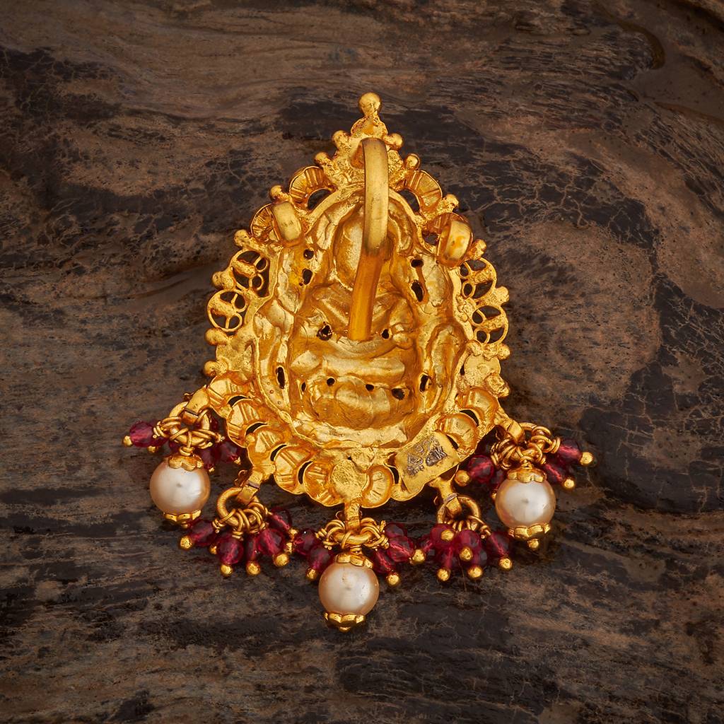 Kushal'S Fashion Jewellery Ruby-Green Gold-Plated Ethnic 92.5 Pure Silver Temple Pendant - 436186 : 436186