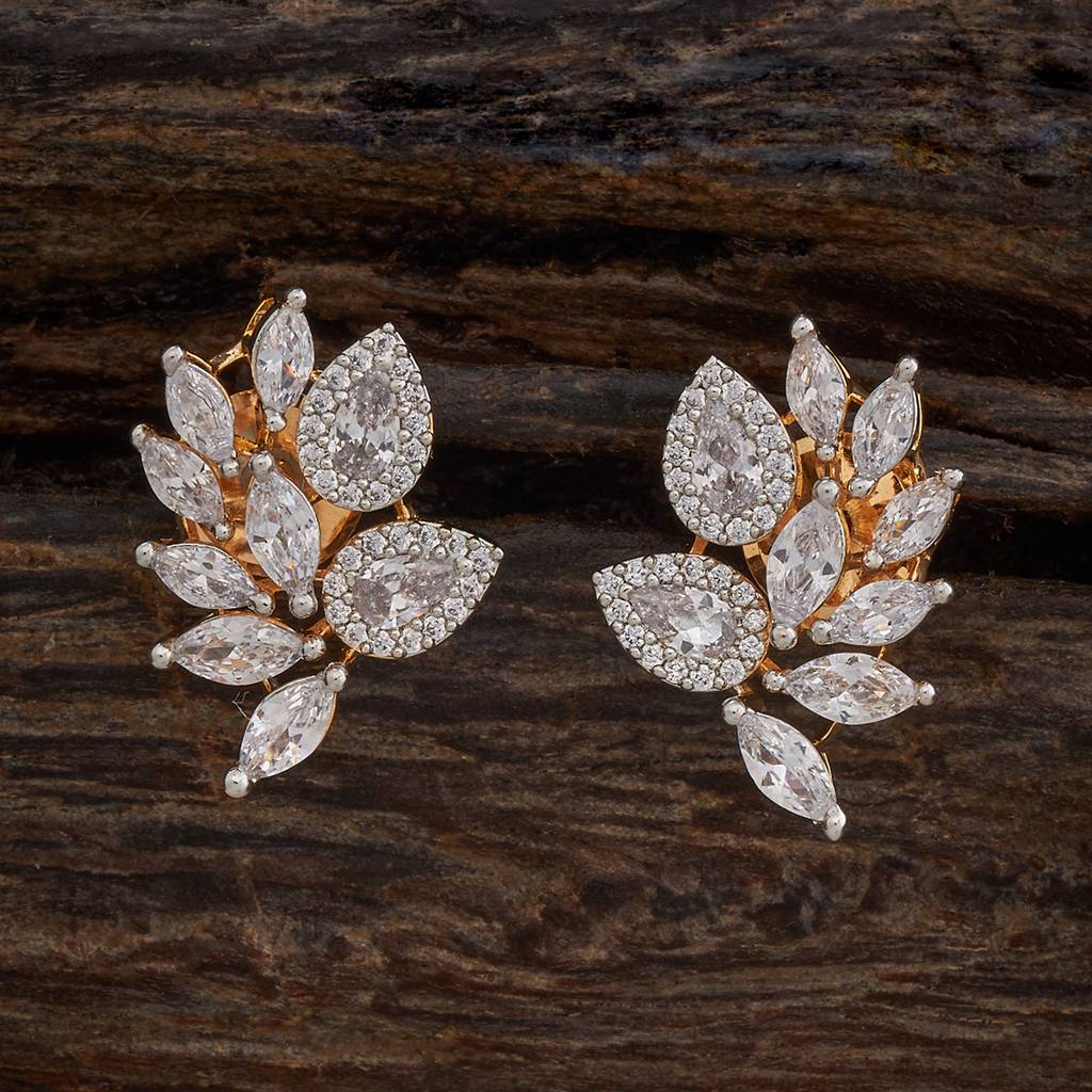 Kushal'S Fashion Jewellery White Rhodium-Plated Party Zircon Studs - 179896 : 430256