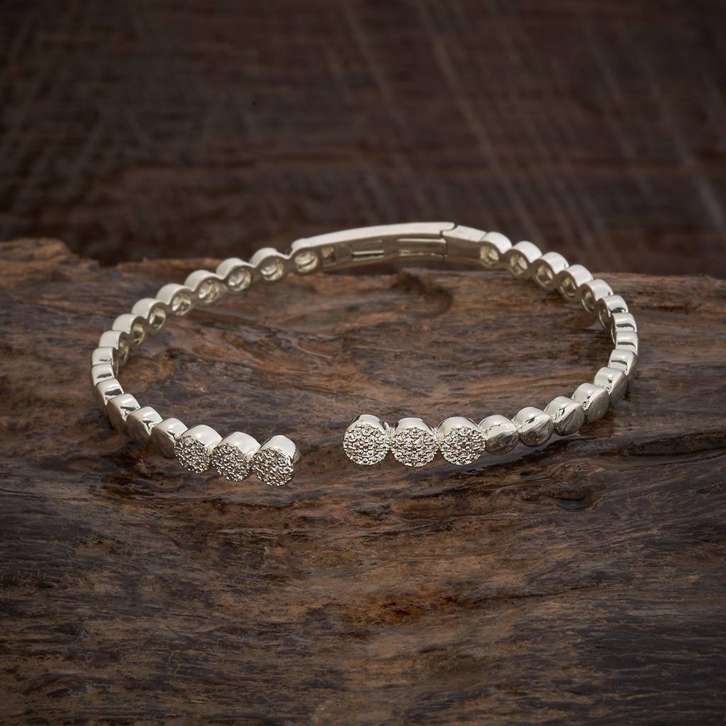 Kushal'S Fashion Jewellery White Rhodium-Plated Party Zircon Kada - 430194 : 430194