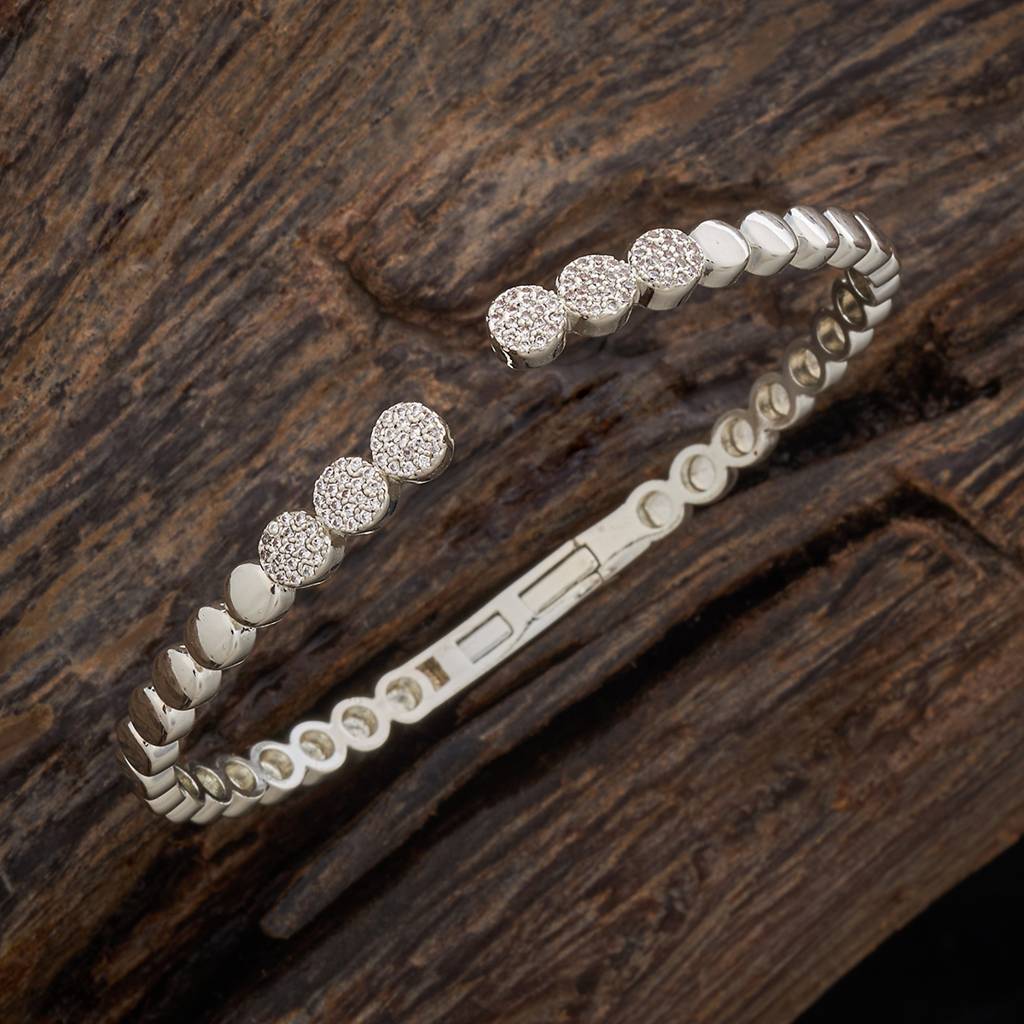 Kushal'S Fashion Jewellery White Rhodium-Plated Party Zircon Kada - 430194 : 430194