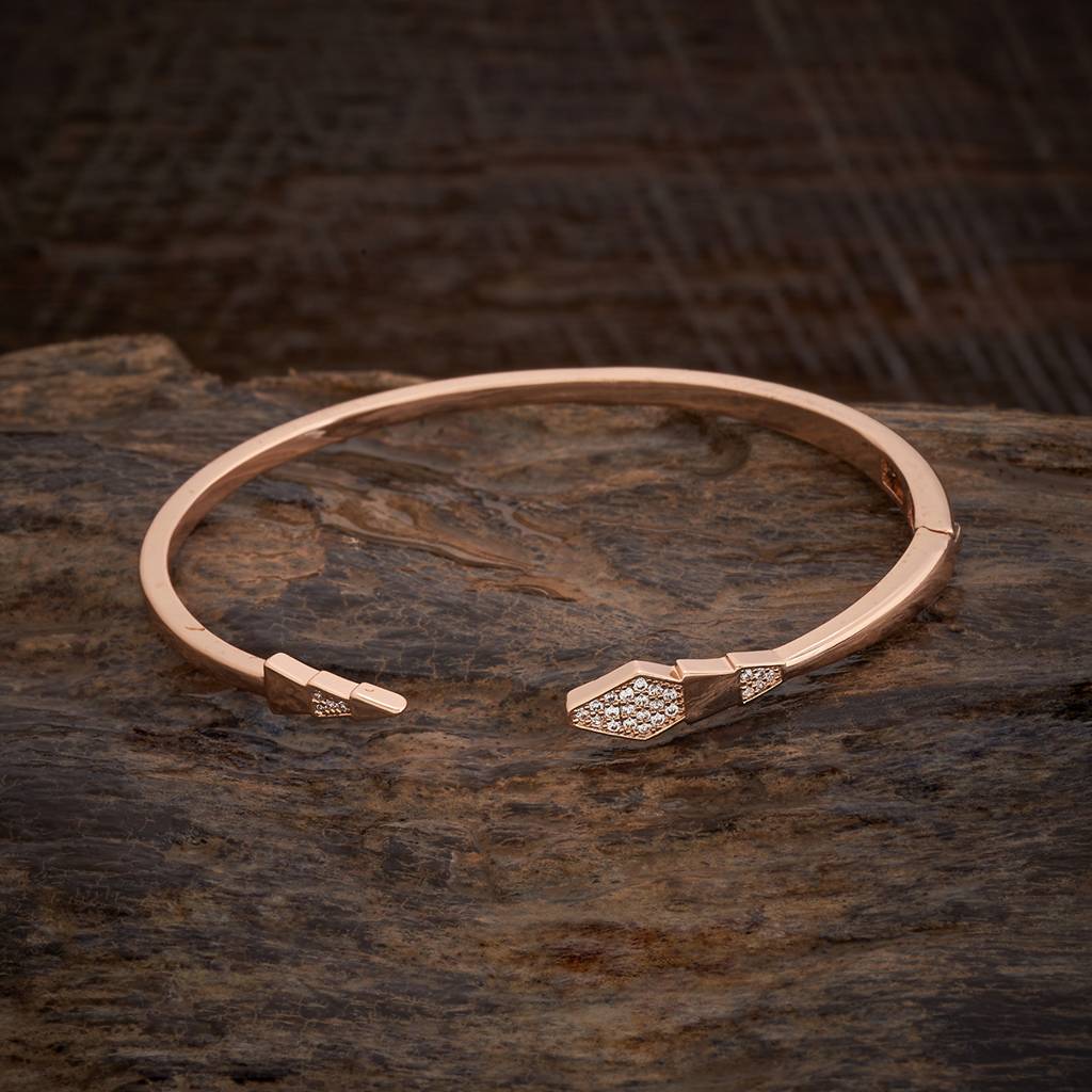 Kushal'S Fashion Jewellery White Rose Gold-Plated Party Zircon Kada - 430198 : 430198
