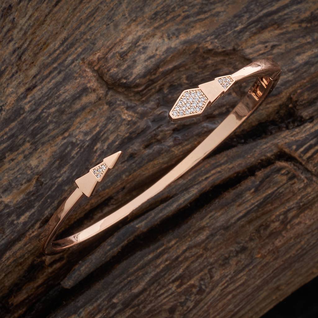 Kushal'S Fashion Jewellery White Rose Gold-Plated Party Zircon Kada - 430198 : 430198