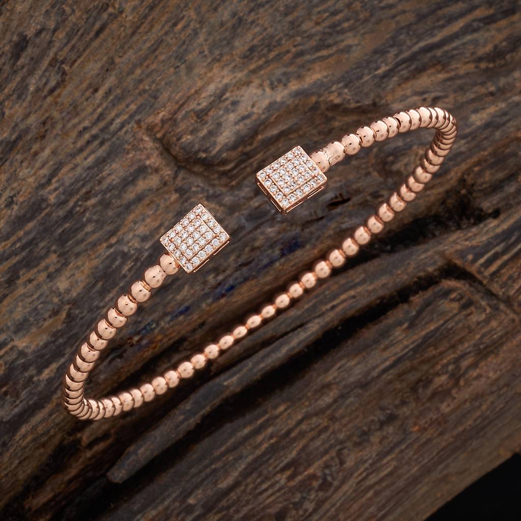 Kushal'S Fashion Jewellery White Rose Gold-Plated Party Zircon Kada - 430200 : 430200