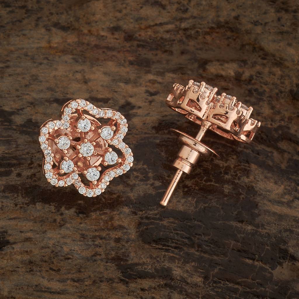 Kushal'S Fashion Jewellery White Rose-Plated Party Zircon Studs - 179942 : 430291